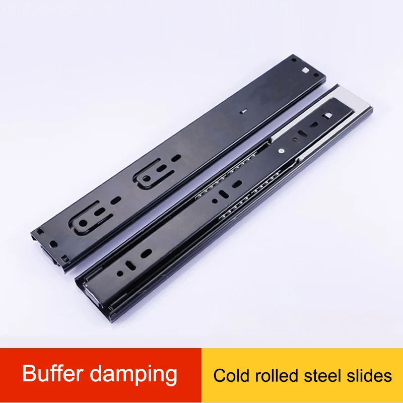 

Newest 12inch Mute Steel Damping Buffer Three Section Drawer Slide Self Closing Runner