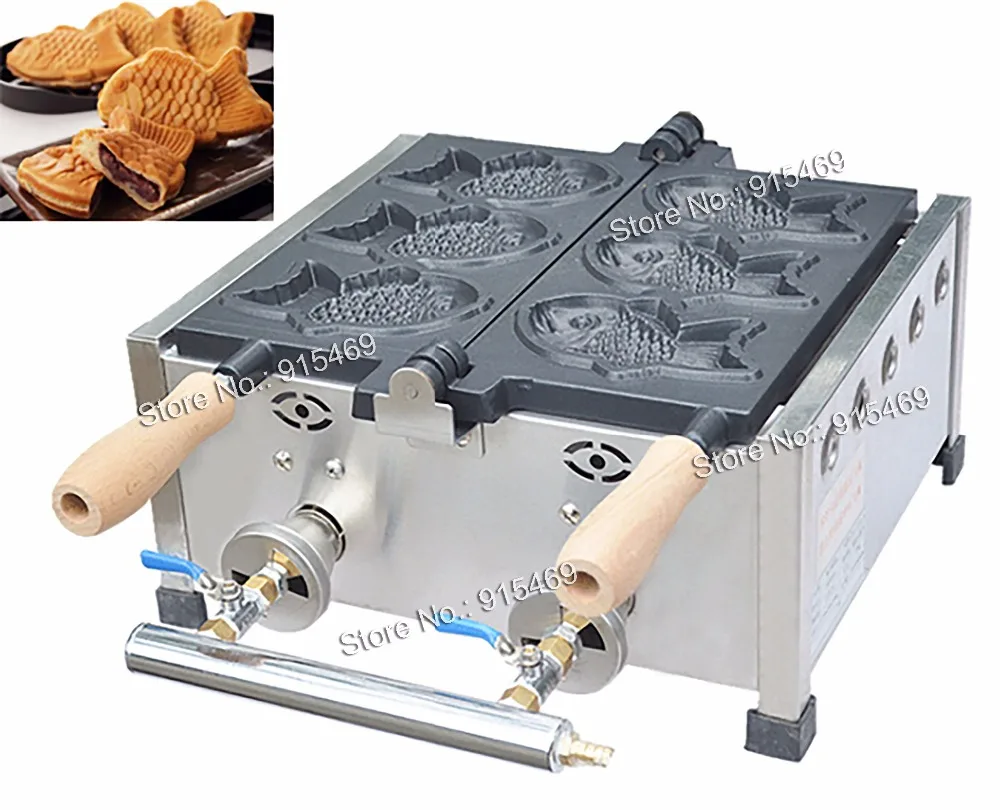 Free Shipping Commercial Use 3pcs Gas Fish Waffle Taiyaki Machine Iron