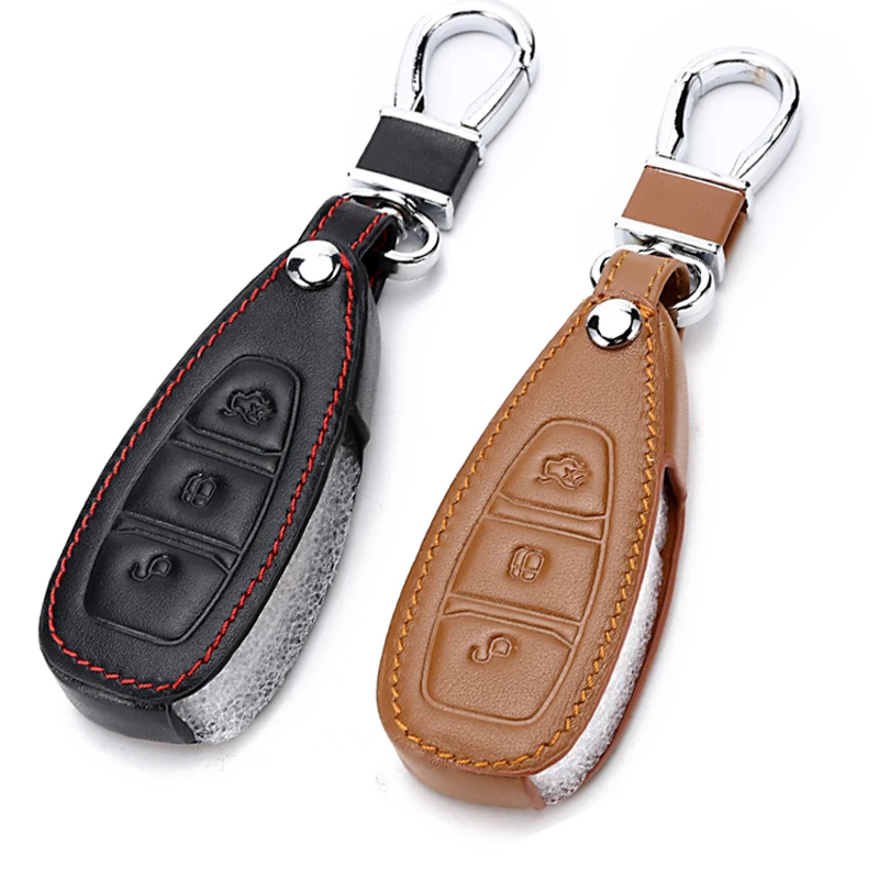 

Genuine Leather Remote Key Case Shell Cover For Ford Mondeo Mk3 Transit Custom Fusion Edge Mondeo Mustang For Ford Keys Keychain
