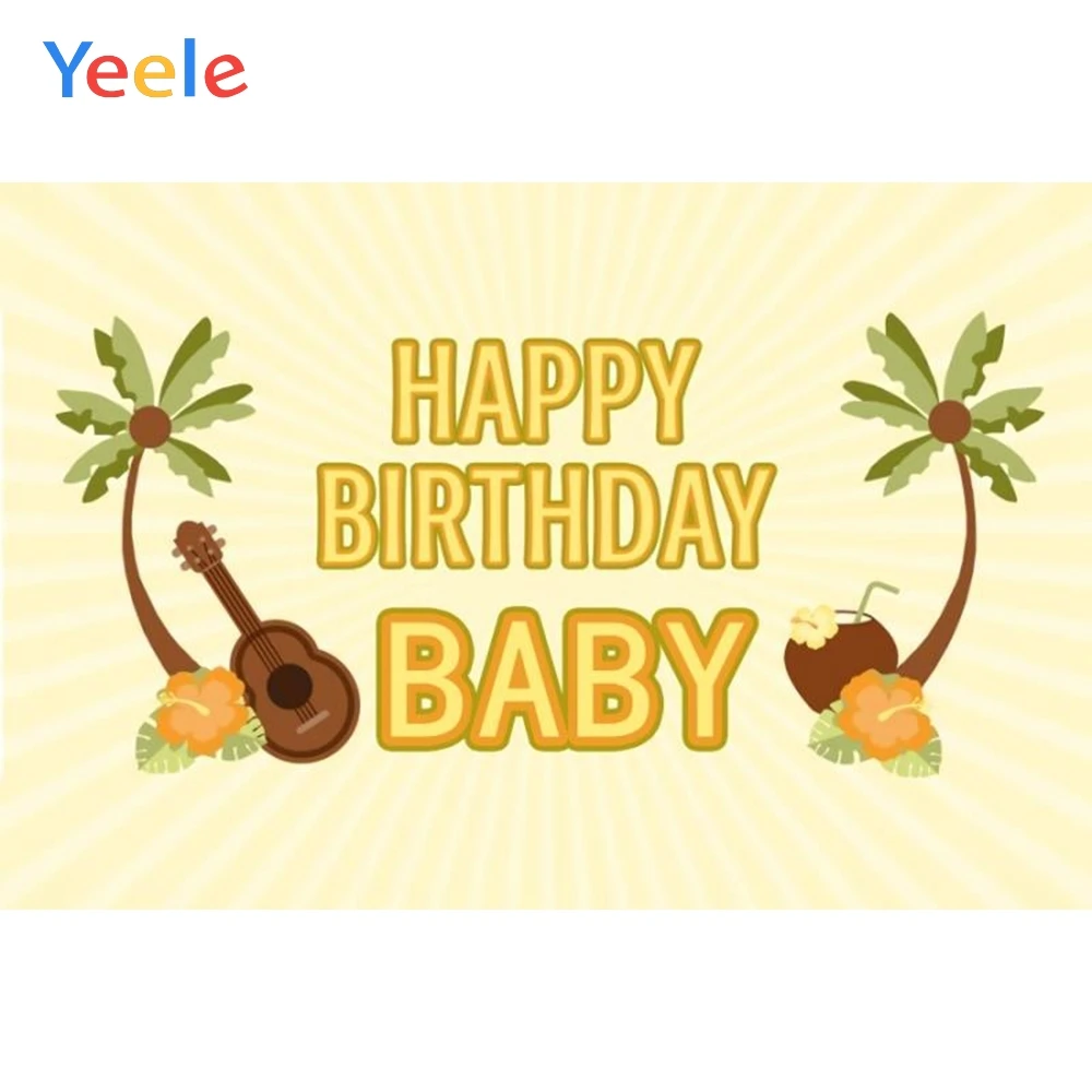 

Yeele Palm Tree Guitar Children Birthday Portrait Photography Customized Backdrops Photographic Backgrounds For Photo Studio
