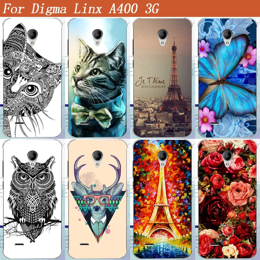 

Printed blue butterfly Tiger Owl Eiffel Towers Painting TPU phone case For Digma Linx A400 3G back cover For Digma Linx A400 3G