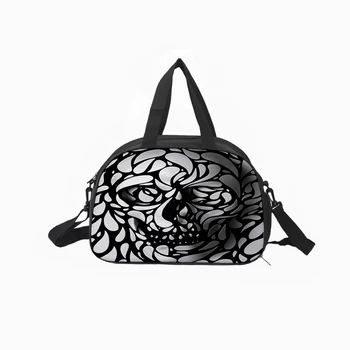 

Custom canvas women travel fitness bag waterproof large capacity printing pattern punk Halloween sports bag leisure