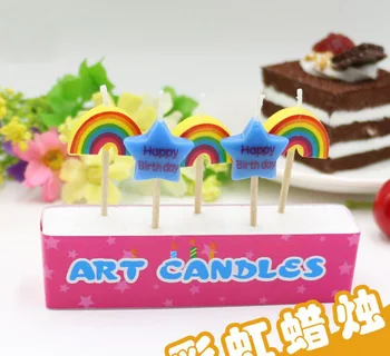 

12 Sets 5pcs/set Blue Star & Rainbow Candles Candle For Birthday Party Wedding Favor Gift Baking Cake Decoration