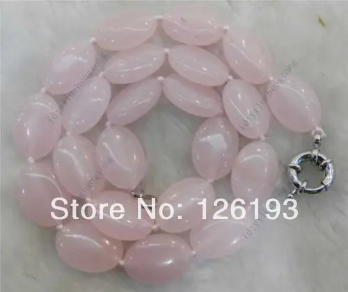 

Natural Egg-shaped 13x18mm Pink Quartz stones Oval Beads Necklace 18"AA