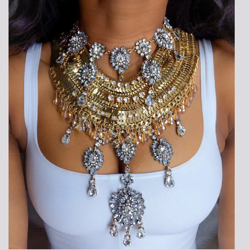 

JO'SYJS fashion luxury Multilayer Zircon Alloy Necklace Exaggerated Women Party Jewelry Pendant Necklace