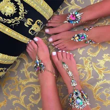 MYDANER New Women Boho Sexy Leg Chain Ankle Bracelets Sandals Beach Foot Jewelry Summer Luxury Crystal