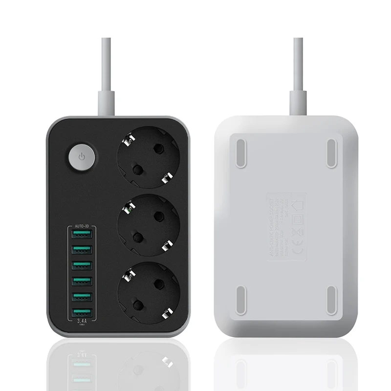 LDNIO Smart USB адаптер Мощность полосы Зарядное устройство 6 Порты и разъёмы 5V 3.4A 2.4A 3