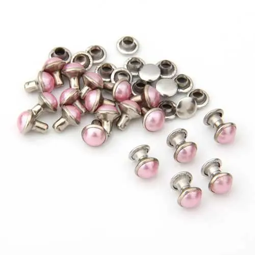 

20 Pink Pearl Rivets Button DIY Rapid Studs Pearl Rivets for Belts