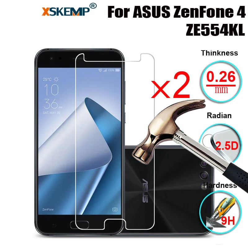 XSKEMP 2 шт./лот 9H Настоящее Закаленное стекло для ASUS ZenFone 4 ZE554KL Ультра прозрачная 2.5D