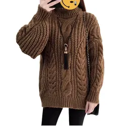 Свитер с воротником Для женщин пуловер 2018 новых осенью и зимой Костюмы Корейская свободная Большой Размеры свитер Теплая куртка YM993