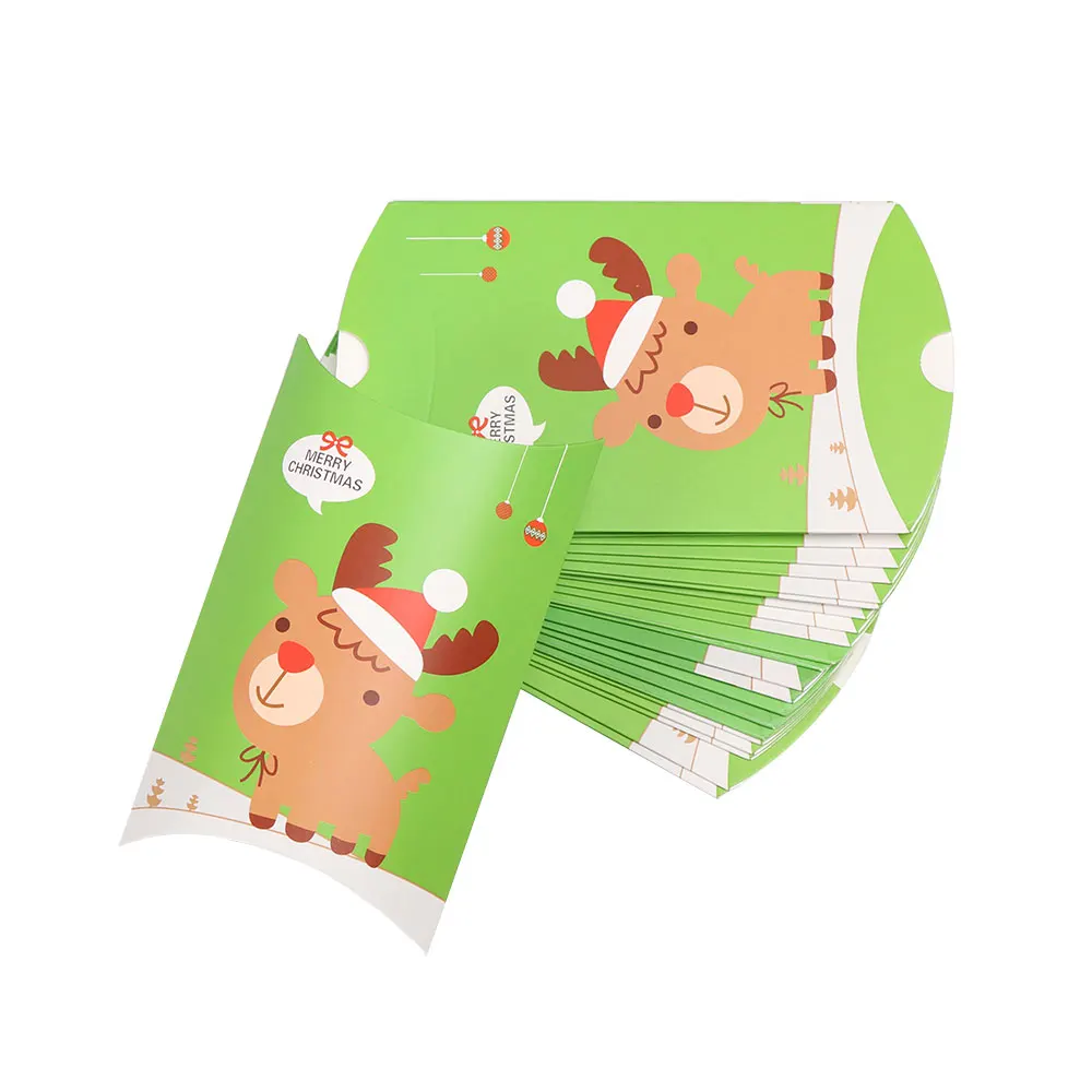 5 шт./упак. Рождественская Подарочная коробка зеленая Подушка Форма счастливая коробка с рождественскими конфетами сумка Красный цвет бумажная коробка для печенья Рождественский подарок сумка - Цвет: 2