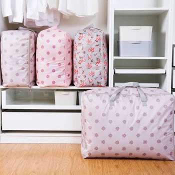 

Printed Quilt Storage Bag Moisture-proof Dustproof Storage Clothes Quilt Pillow Blanket Storage Bag Travel Luggage Organizer Bag