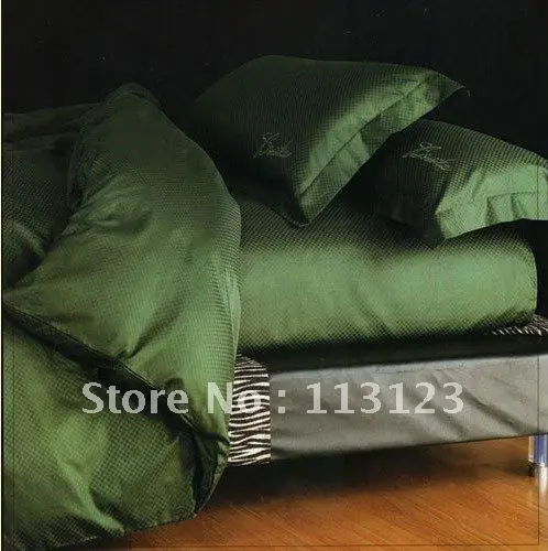 free shipping 100%cotton dark green 4pcs cotton hotel