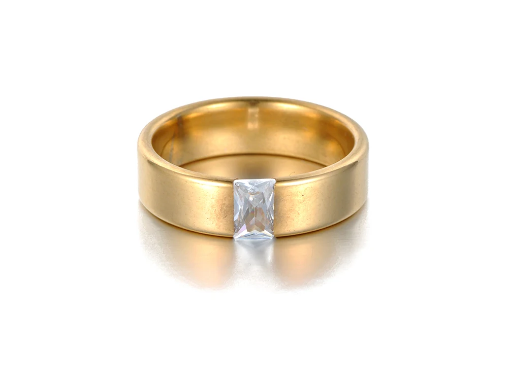 ZooMango канальная застежка один CZ Кристалл Кольца Золото Цвет Нержавеющая сталь обручальное кольцо для женщин подарок ZR18123