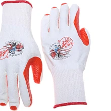 12 пар/лот Нескользящие безопасности, рабочие перчатки доказательства масла красный латексом белой хлопчатобумажной пряжи трикотажные перчатки Фильм Защитный перчатки