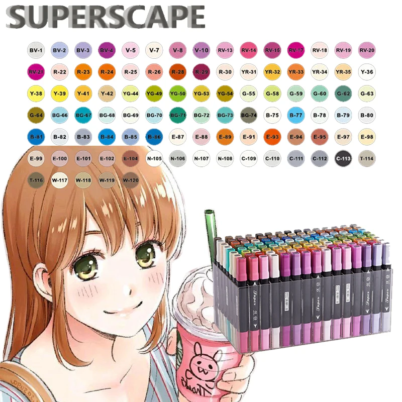 

120/74/12 Colors Art Markers Set Sketch Colorful Double Head Sketch Marker Brush Pen for Artist Drawing Scribble Art Supplies