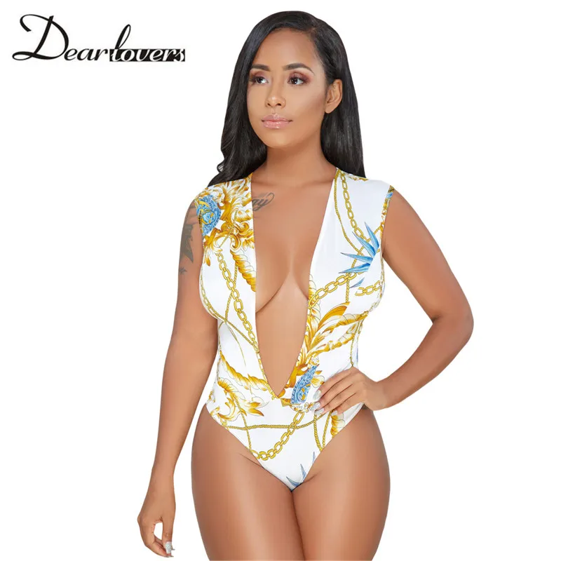 White-Gold-Chain-Print-Daring-Sexy-Bodysuit-LC32261-1