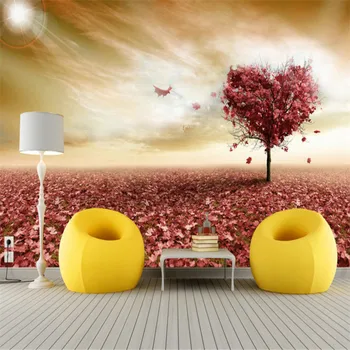

customized modern 3d photo non-woven wallpaper wall murals 3d wallpaper maple leaf landscape TV background wall home decor