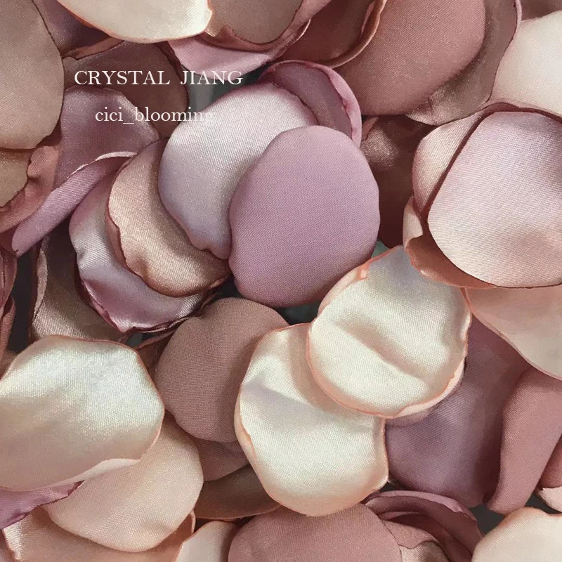 

Peach Light Purple Old Rose Color Petals For Weddings Soft Satin Flower Girl Rose Petal 100 pieces /Lot