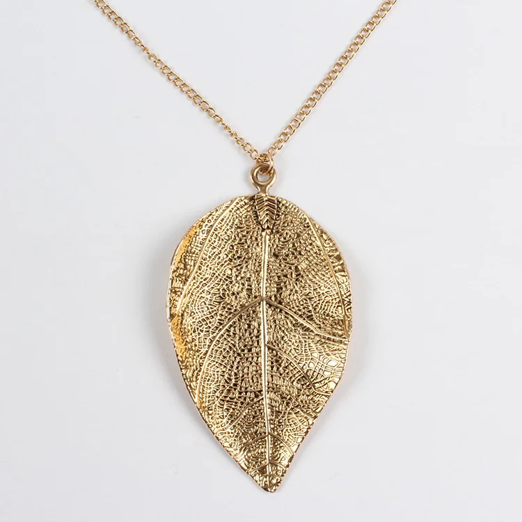 

Fashion Long Chain Statement Necklace Women Alloy Leaf Pendant Clavicle Pendant Necklace Collares Jewelry