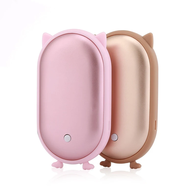 

Cute Heater Hand Warmer Portable Mobile Power Double Heating Aluminum Alloy Mobile Phone 5200ma Charging Treasure Gift