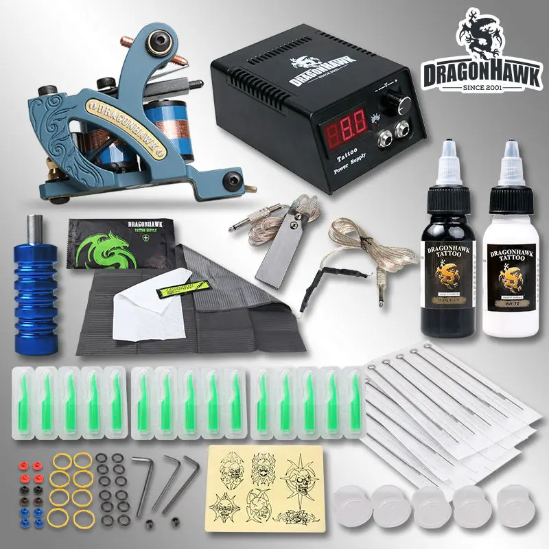 Top Quality Complete Tattoo Kit Coloring Machine Inks Needles Grips