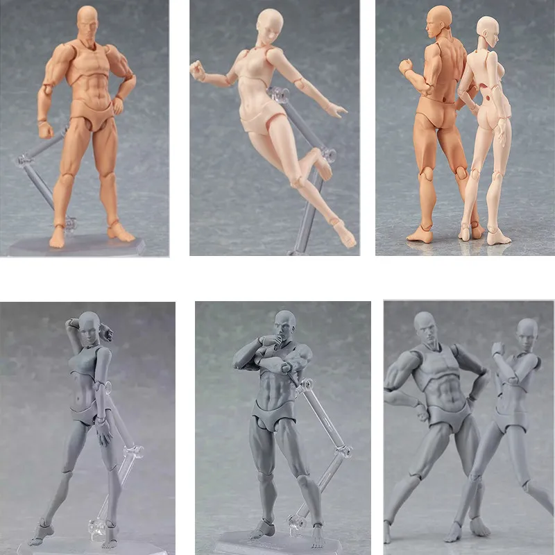

13cm Figma Archetype He She Anime Models PVC Action Figure Human Body Joints Male Female Nude Movable Dolls Collections