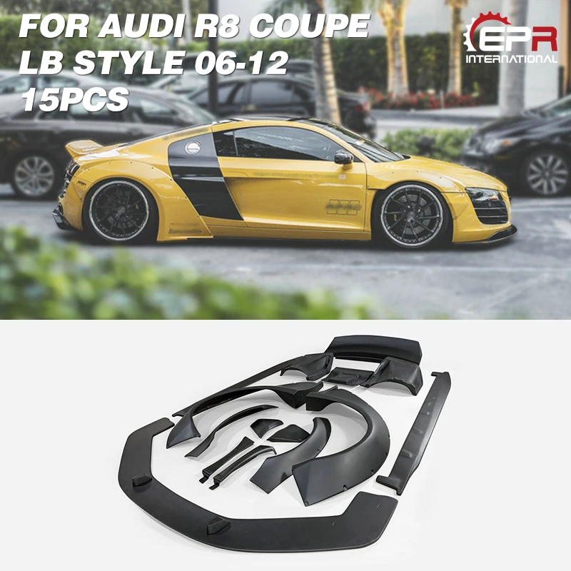 Для Audi R8 V8 06 12 купе LB Стиль FRP стекловолокно широкий набор для всего тела 15 шт