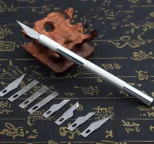 Couteau de sculpture en cuir, outil de travail manuel en gros, couteau de sculpture en cuir, stylo graveur burin avec 9 lames, bonne qualité