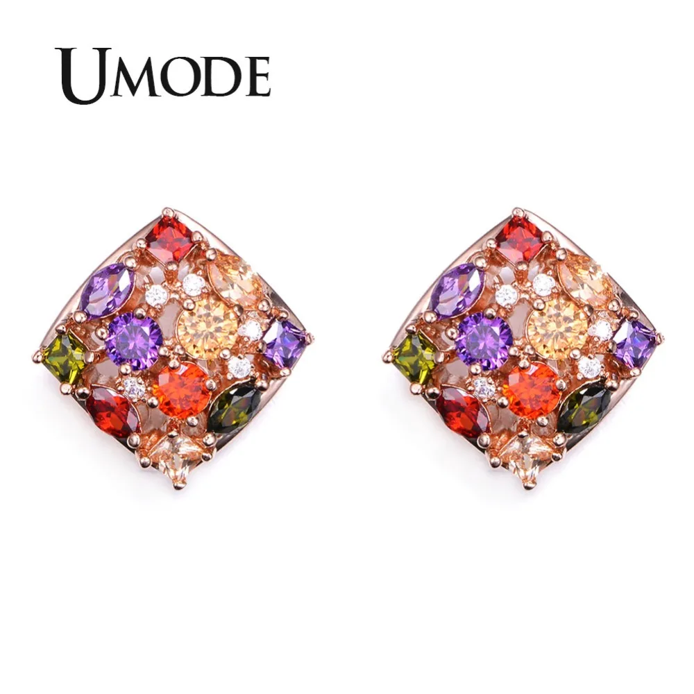 

UMODE Rose Gold Color Multicolor and Multishape CZ Earrings UE0087