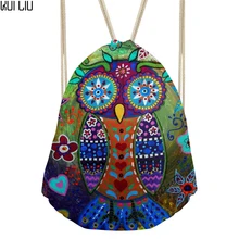 Женская сумка на шнурке с рисунком совы, рюкзак для собак с животными, маленький карман для девочек, женские дорожные подарки, Sac Licorne