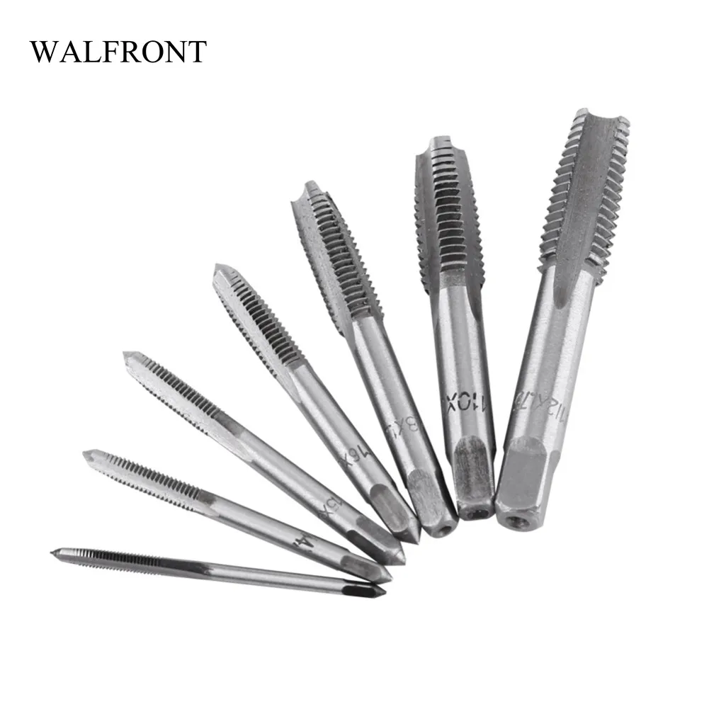 

WALFRONT Straight Fluted Thread Screw Taps Plug Drill Set DIY Metalworking Hand Tools Kit Tap Die Milling Spiral Hole Saw Cutter