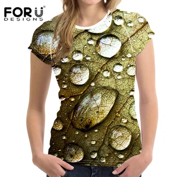 

FORUDESIGNS Wholesale 3D Floral T Shirt Women Dewdrop Petal Top Shirt Girls Clothes Female Funny T-shirt For Women Vetement XXL
