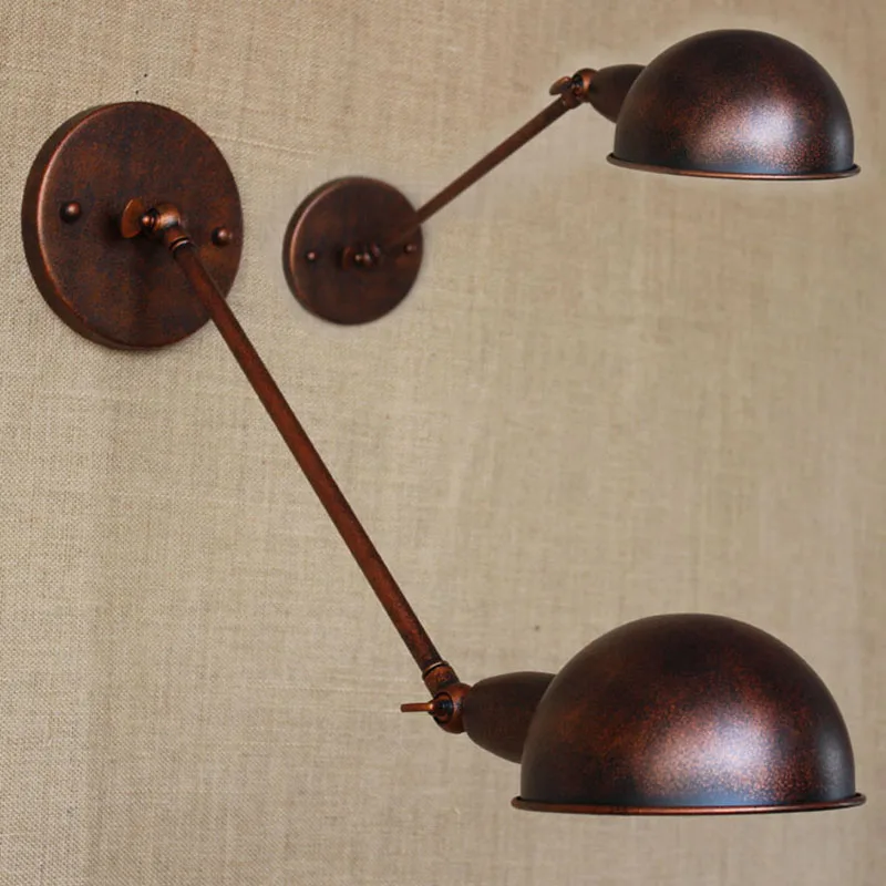 الرجعية خمر لوفت البني المعادن البلاد ضبط مصباح الجدار للحمام دراسة نوم دينينجروم بهو الغرور أضواء E27 110- 220 فولت