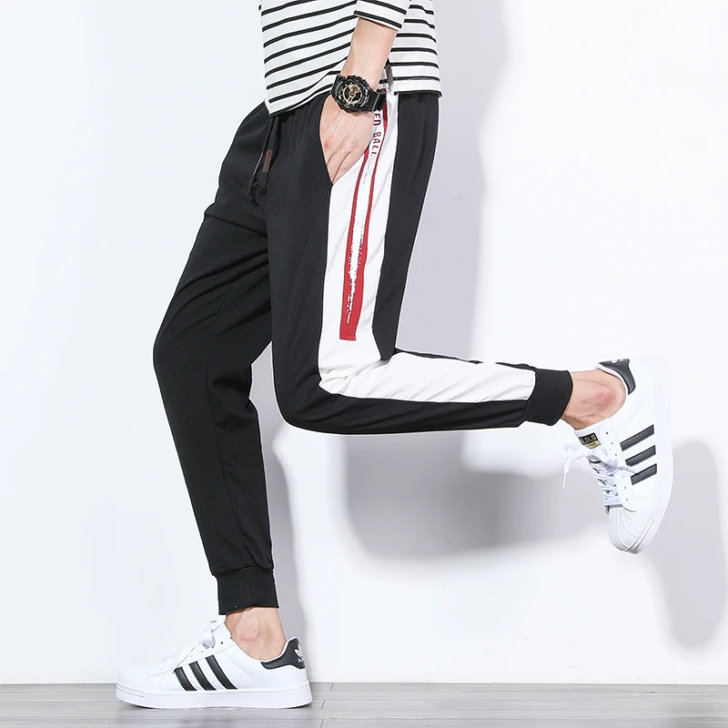 Мужские брюки-карго в стиле хип-хоп из спандекса и вискозы, удобные брюки-карандаш на завязках, модные уличные брюки - Color: black