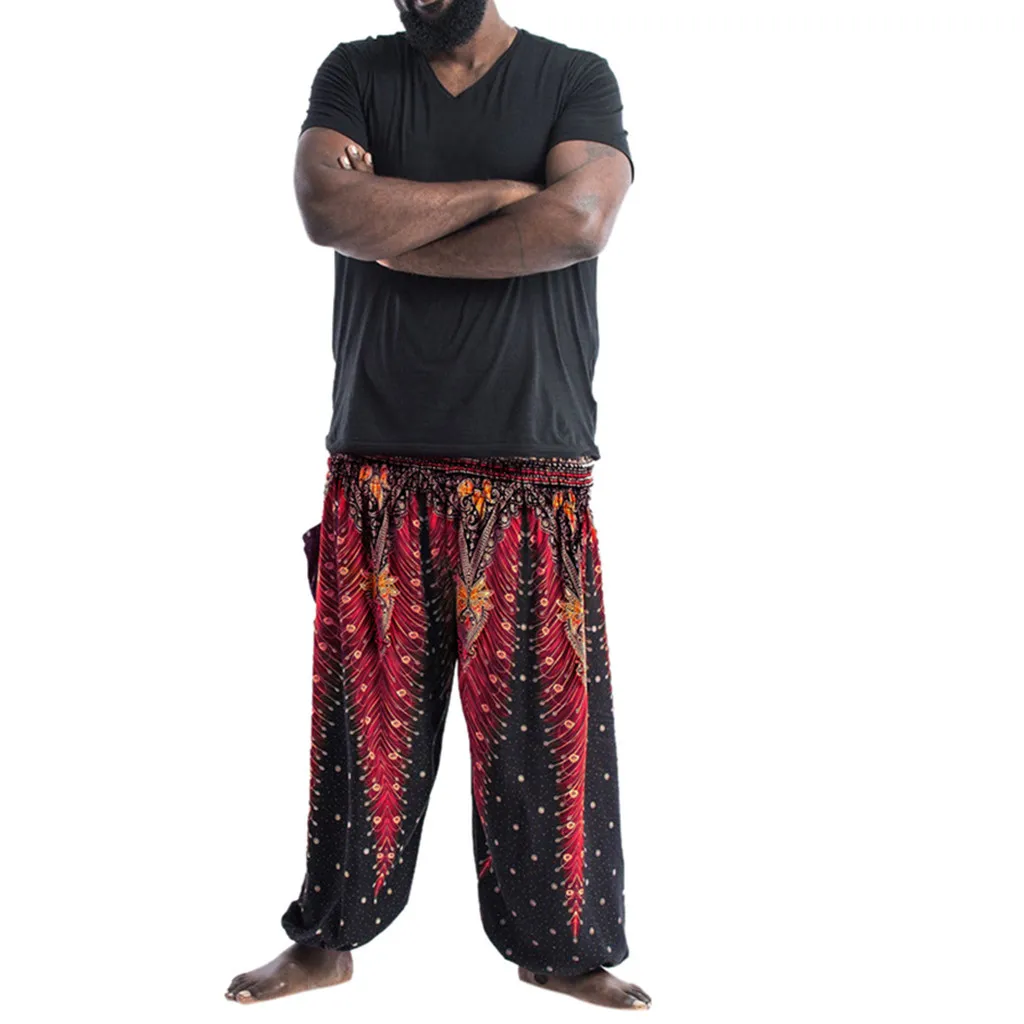 10 цветов богемные свободные брюки мужские модные легкие хиппи брюки мешковатые Штаны для йоги повседневные брюки с эластичной резинкой на талии свободный размер