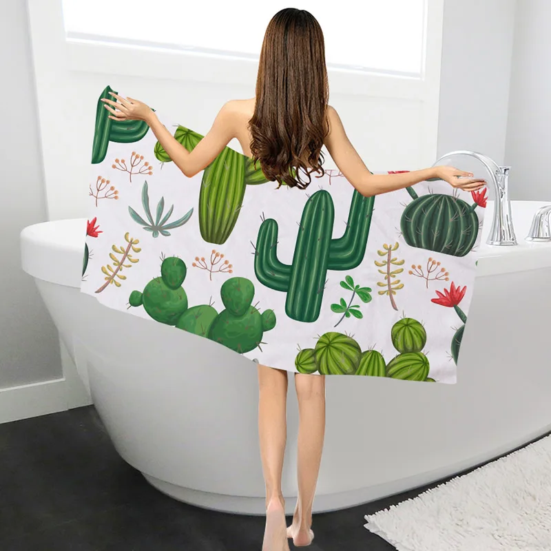 Современное полотенце для ванной комнаты s, летнее пляжное полотенце, сушильное полотенце с принтом растений кактусов, банное полотенце s, женский домашний текстиль