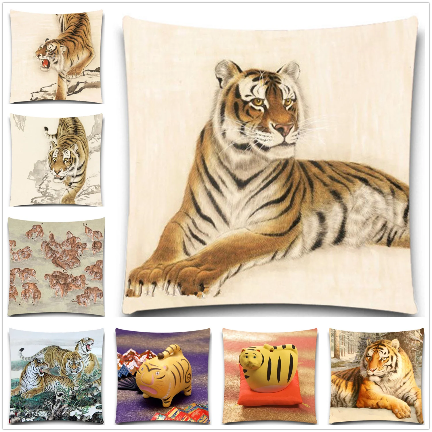Tiger Customized Cushion Covers Animals Custom Pillows Case 9 Styles 5