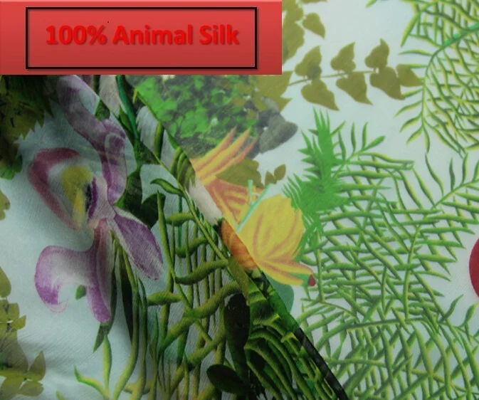 100 pure mulberry soft satin Flower Shun Yu blue silk fabric Silk