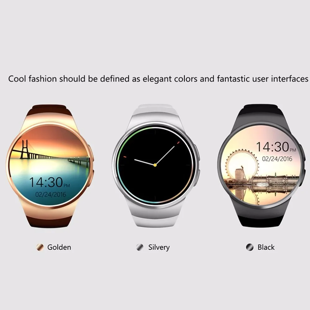 

Golden/Black Remote Take Picture 240 * 240 pixels Bluetooth Smart Watch Phone KING-WEAR KW18 Sim&TF Card Heart Rate Smartwatch