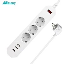Tira Adaptador de energia Proteção Contra Surtos Outlets Tomada com Carregador USB Plug UE 3 3 Portas 4000 w 1.8 m de Extensão cabo para o Telefone PC