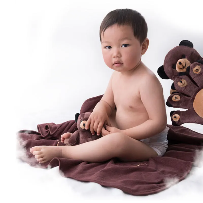 

Baby Blanket Newborn Bear Monkey Blanket Bedding Swaddling Quilt for Bed Sofa Wool Blanket Newborn Cartoon with Gloves 80x80CM