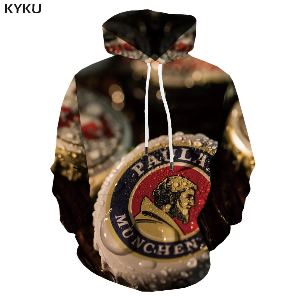 

KYKU 3d Hoodies Beer Hoodie Men Character Hoody Anime Psychedelic Hoodie Print Metal Hooded Casual Water 3d Printed Long Sleeve