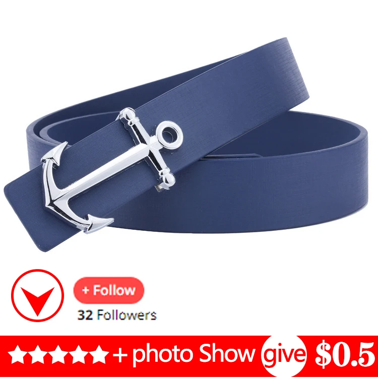 

2019 korean Sea hand style smooth buckle men's belt Men's wild belt youth pantsbelt pants punk gifts for men