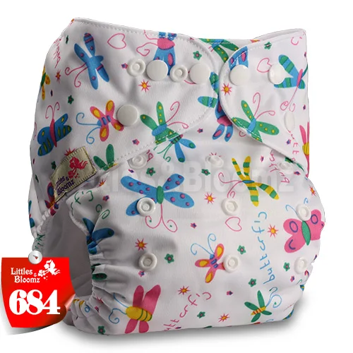 [Littles&Bloomz] Детские моющиеся тканевые подгузники одного размера, многоразовые карманные подгузники с вкладышами, доступные для детей 0-3 лет, 3-15 кг, один размер - Цвет: 684