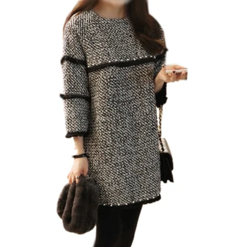 

Spring Elegant Nursing Dress OL Maternity Breastfeeding Beading Sweet Woolen Blends Mini Dresses Pregnant Women 2019