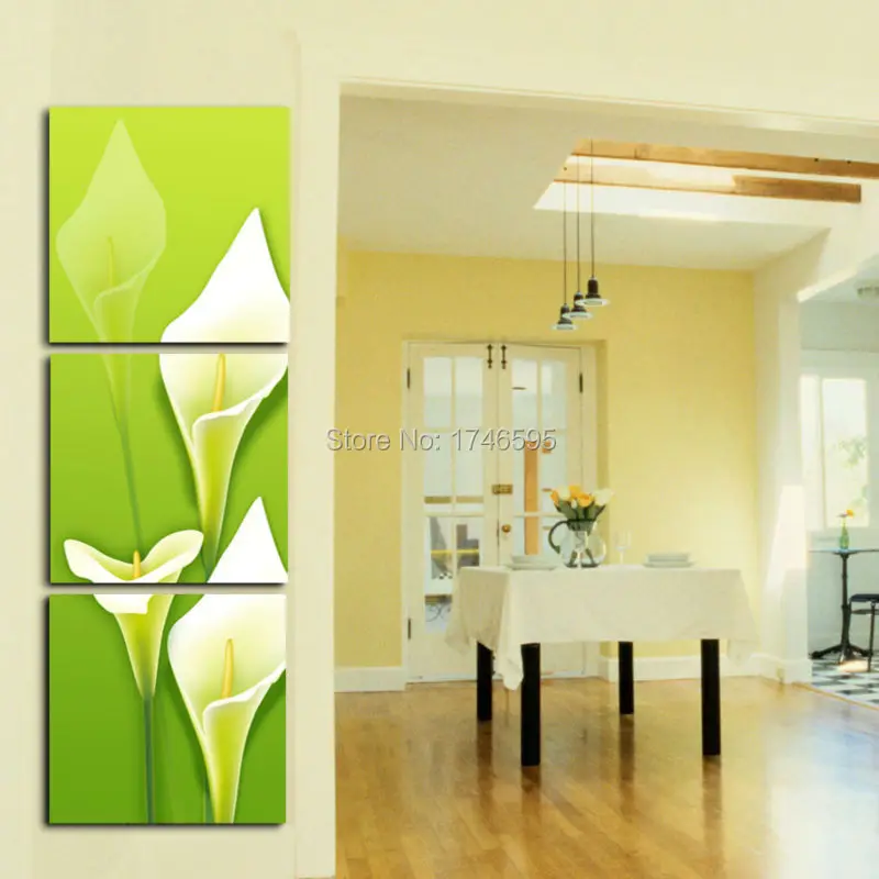 

Big 3pcs green calla lily flower Wall Art picture print Painting for living room bedroom home decor wall art decor Canvas art