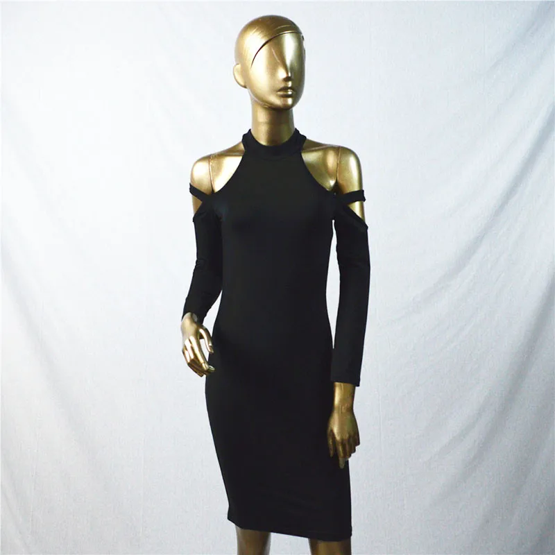 2016 Winter Party Women Dress Sexy Night Club Dresses Off Shoulder Midi Bodycon Dress Black Bandage Dress Girls Vestidos08