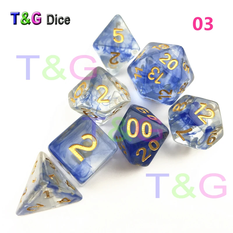 Синий Совершенно новые кости многогранные Туманность Набор из 7 для D& d игры плюс сумка игра кости подарок - Цвет: Синий