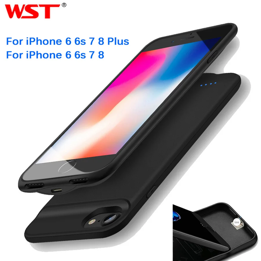 WST чехол для аккумулятора iPhone 6 6s 7 8 Plus зарядного устройства чехлы зарядки ультра